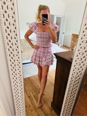 Loveshackfancy Pink Plaid Ruffle set